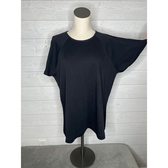 Kate Quinn black boxy tunic Top with short raglan sleeves Size XL NWT - Picture 2 of 6